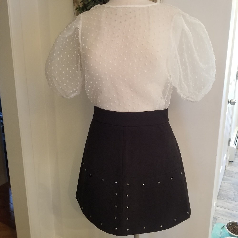 Black Zara mini skirt with gunmetal grommets M